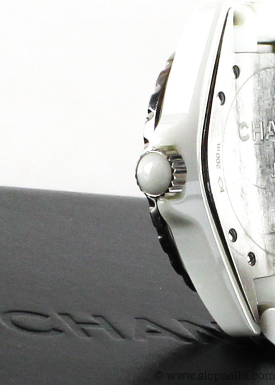 Chanel White Ceramic and Diamond J12 Watch - Siopaella Designer Exchange