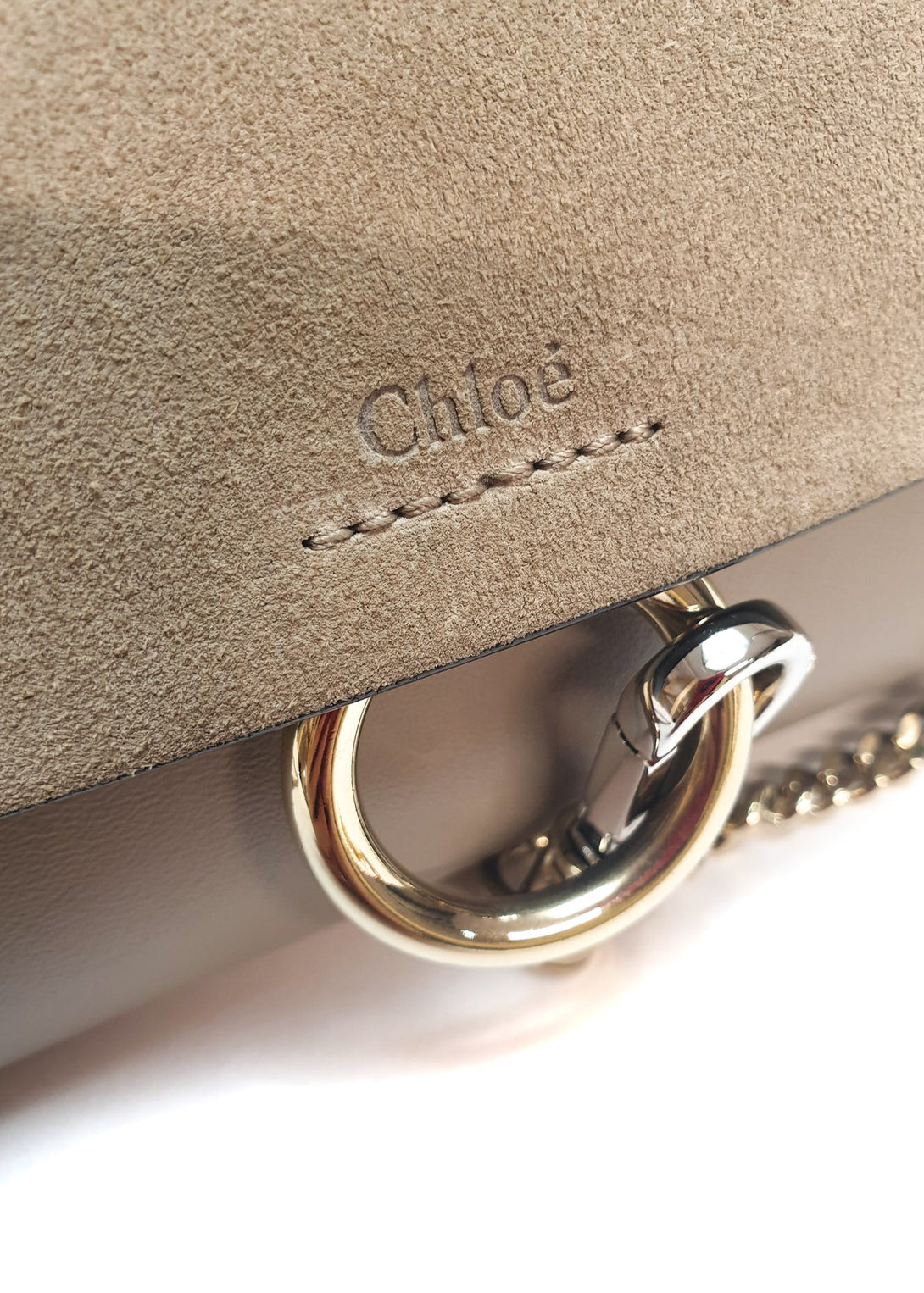 Chloe Taupe Leather “Faye” Mini Wallet on Chain - Siopaella Designer Exchange