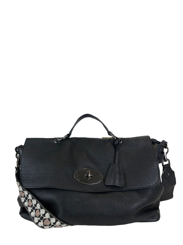 Mulberry Black Grained Leather Top Handle Bayswater
