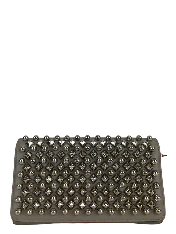 Christian Louboutin Silver Grey Leather Studded Wallet