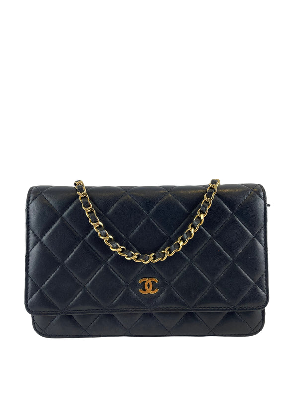 Chanel Black Quilted Lambskin Leather 'Wallet on Chain' Crossbody