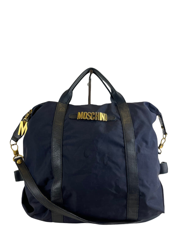 Moschino Navy Canvas Handbag