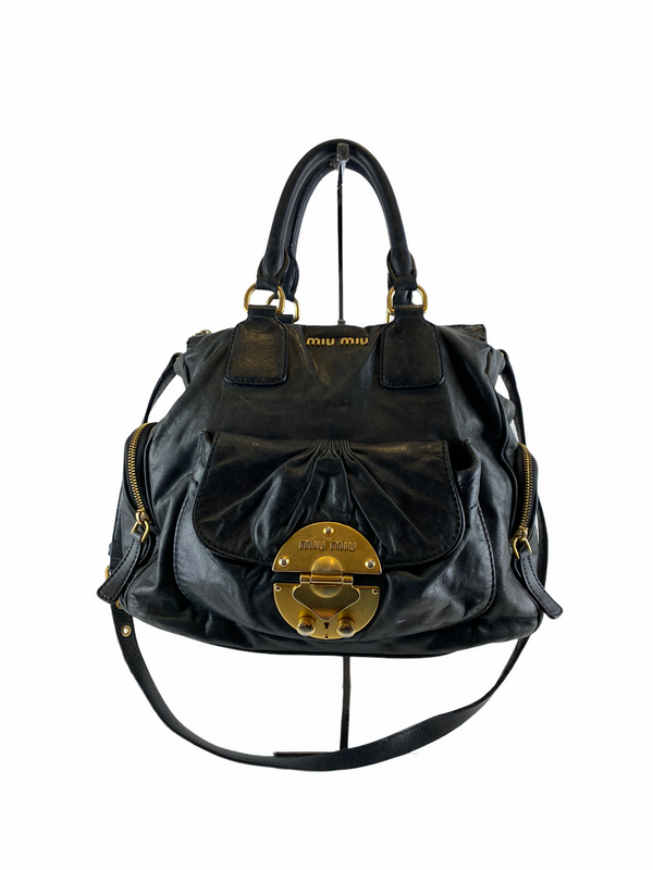 Miu Miu Black Leather Shoulder Bag - As seen on Instagram 07/03/21