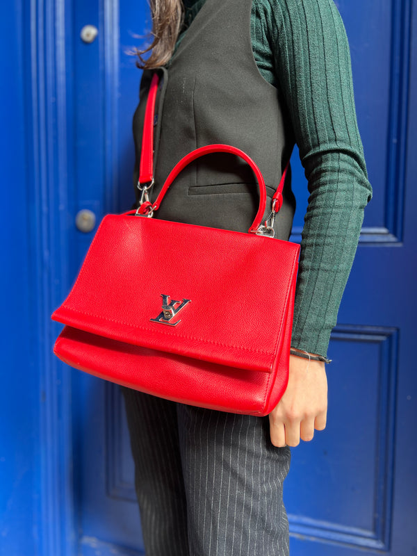Louis Vuitton Red Leather 'Lock Me' Crossbody Bag