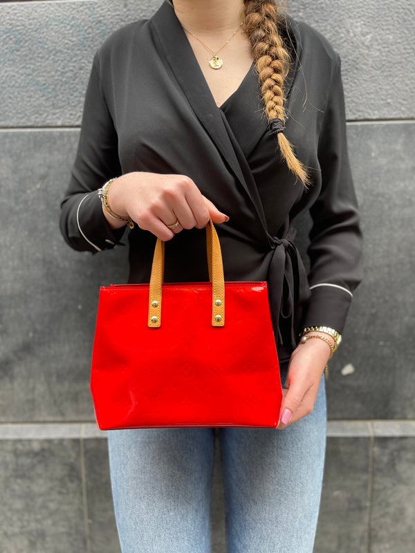 Louis Vuitton Red Vernis Leather "Reade" Tote