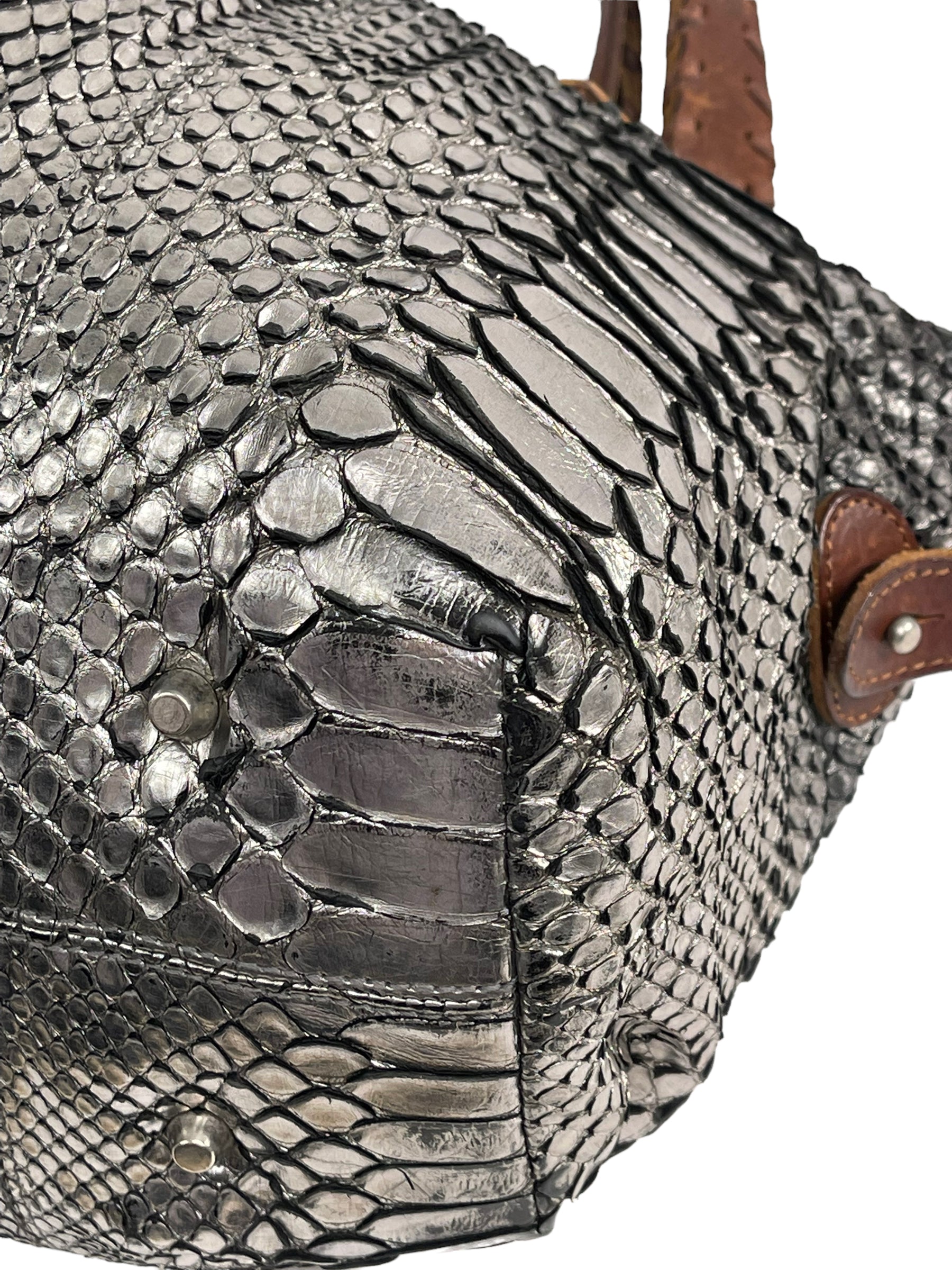 Pauric Sweeney Silver Python Shoulder Bag – Siopaella