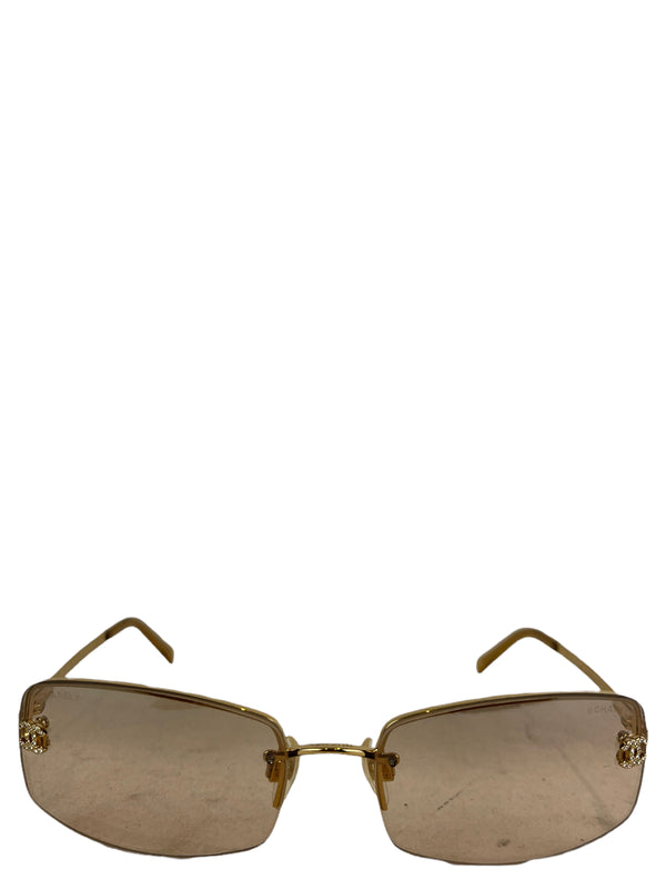 Chanel Rose Gold Diamante Tinted Sunglasses