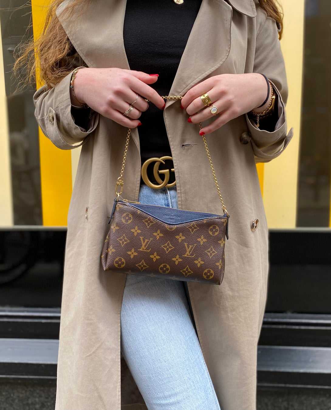 Louis Vuitton Monogram Canvas Navy Leather Pallas Clutch Crossbody Siopaella Designer Exchange