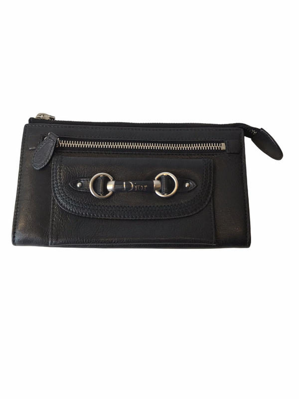 Christian Dior Vintage Black Leather Zip Wallet - As seen on Instagram 14/02/21