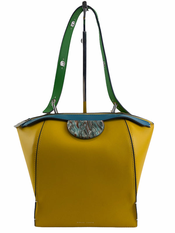 Danse Lente Yellow Leather Handbag W/Crossbody Strap