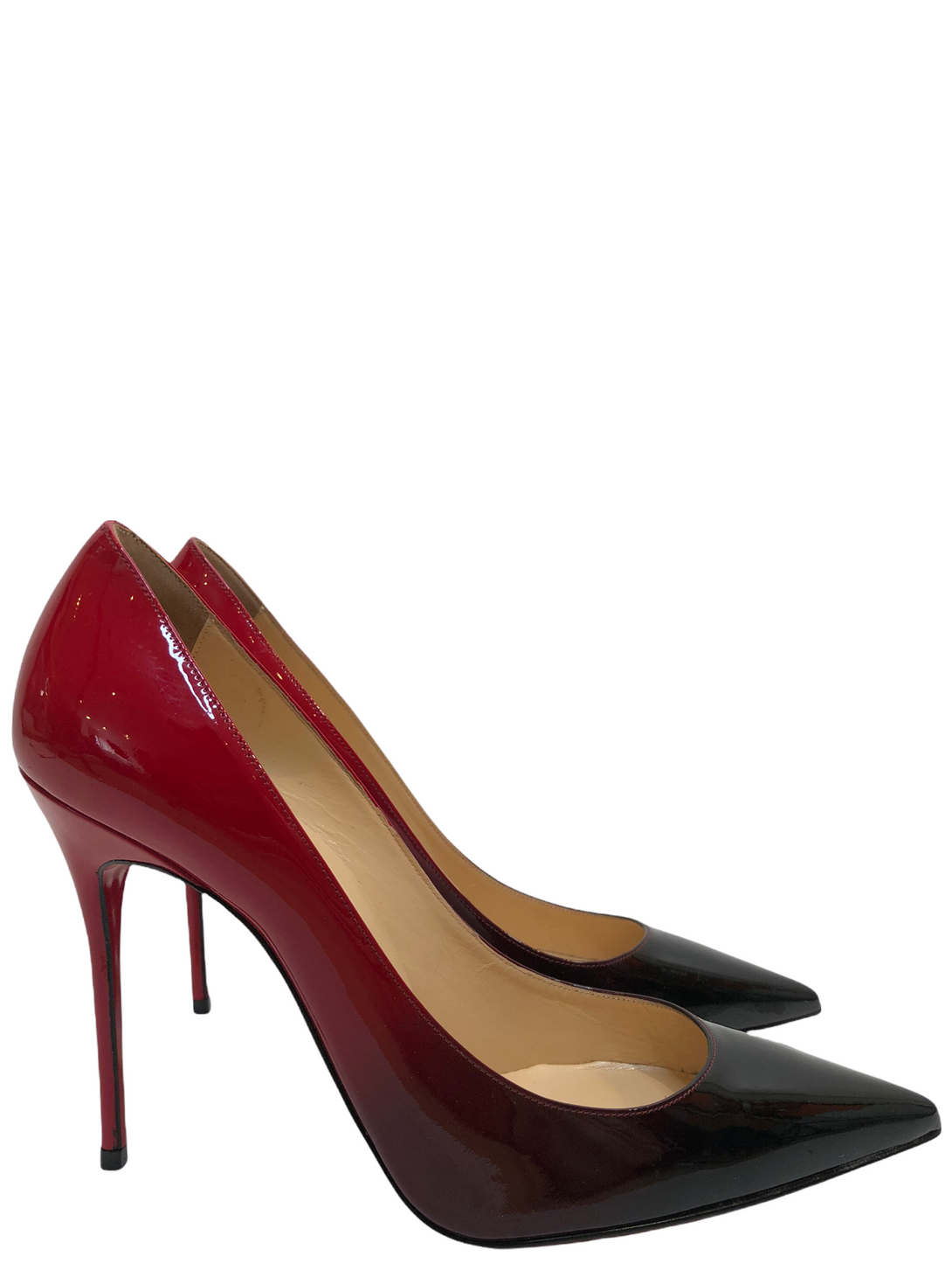 Christian Louboutin Black Red Ombré Patent Stiletto Heel UK
