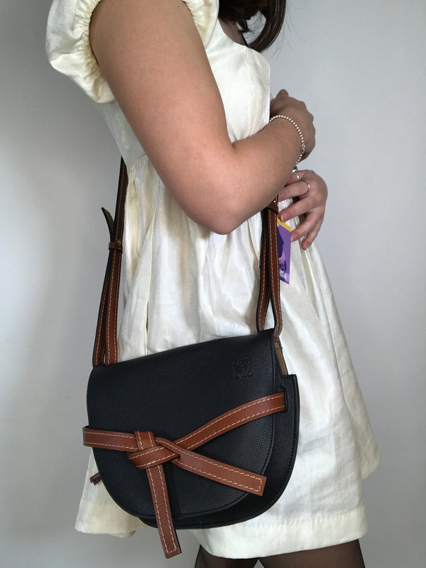Loewe Brown & Black Leather “Gate Shoulder” Bag