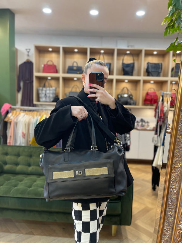 Anya Hindmarch Black Leather Tote