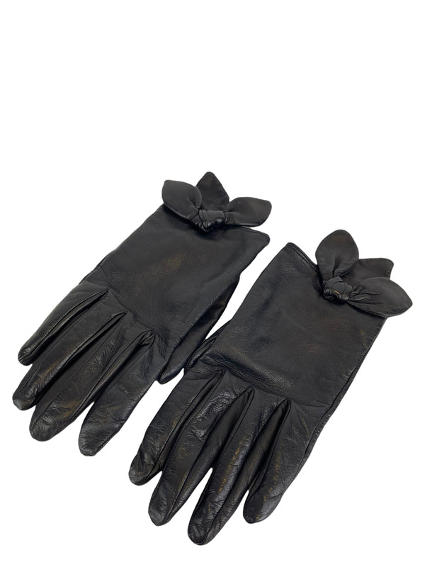 MiuMiu Black Leather Gloves - Size Small