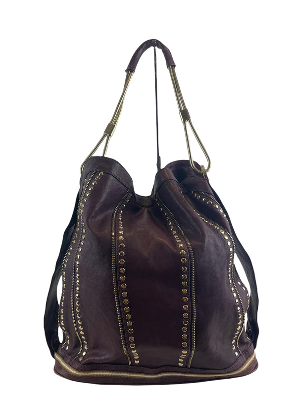 Versace Burgundy Leather Handbag