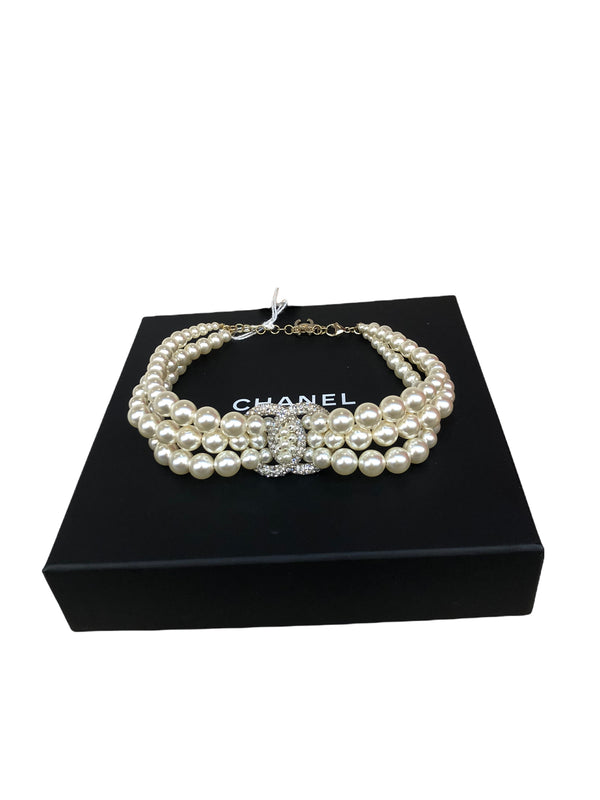 Chanel Pearl and Crystal CC Choker Necklace