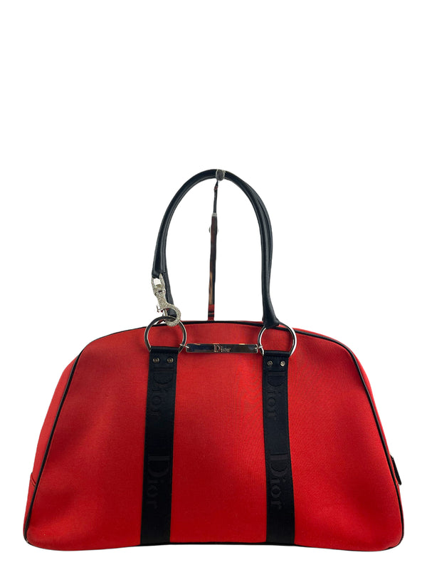 Christian Dior Vintage Red Canvas Tote