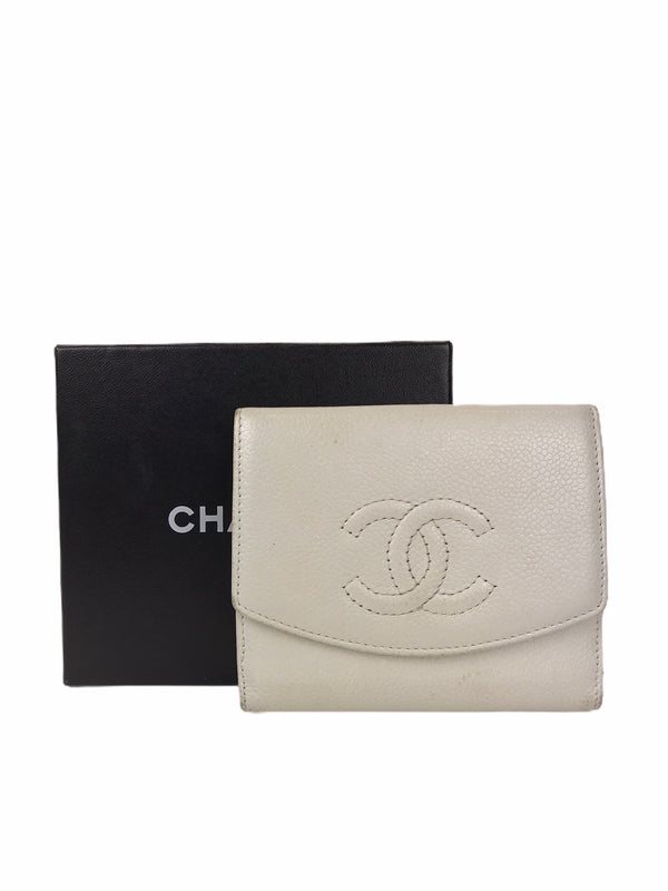 Chanel White Caviar Leather Wallet - Siopaella Designer Exchange