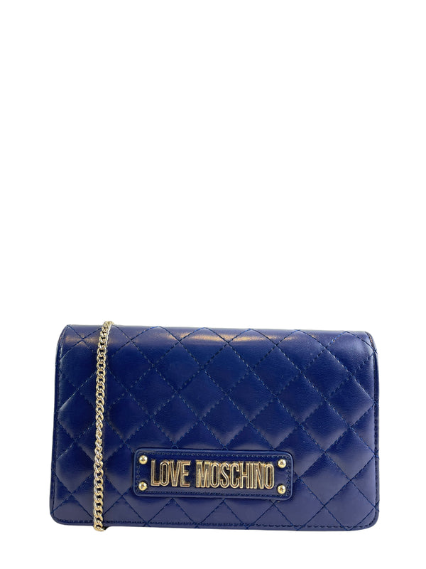 Moschino Navy Leather Shoulder Bag