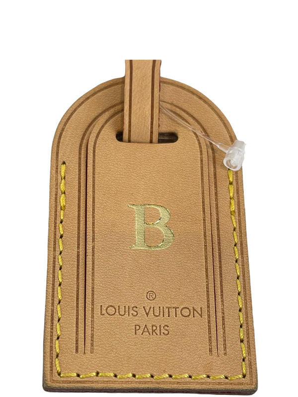 Louis Vuitton Tan Luggage Tag - Initialled “B”