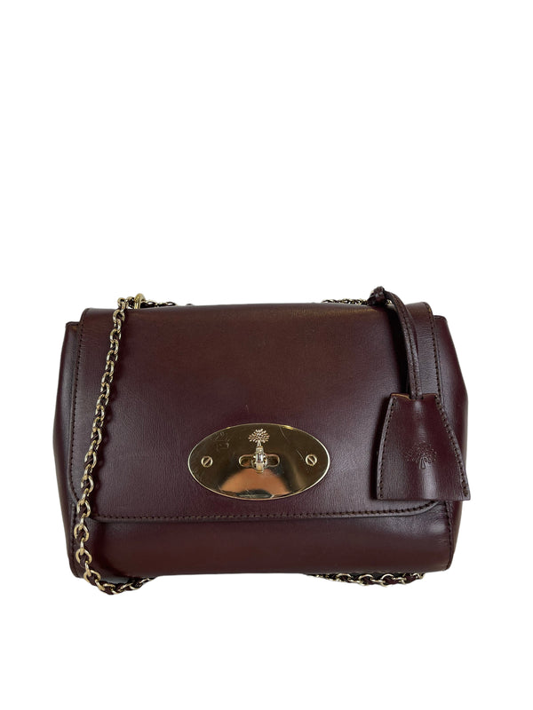 Mulberry Small Burgundy Leather "Lily" Crossbody
