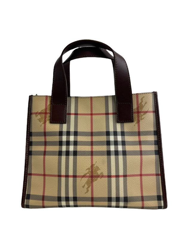 Burberry checked leather tote