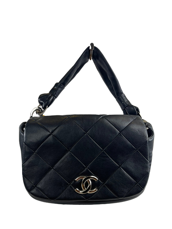 Chanel Black Soft Handle CC Flap Quilted Lambskin Handbag