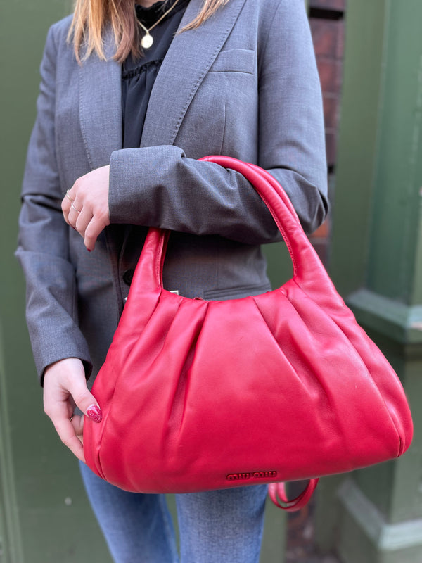 Miu Miu Red Leather Shoulder Bag