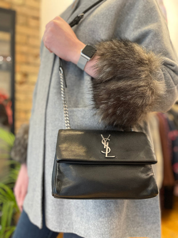 Yves Saint Laurent Black Grained Leather Handbag