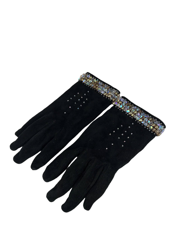Gankos Millau France Black Suede Embellished Gloves