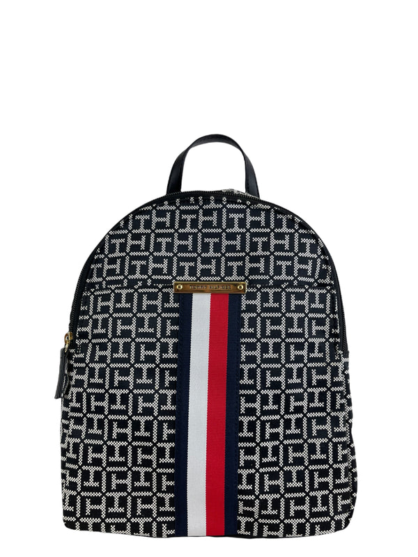 Tommy Hilfiger Black and White Canvas Backpack