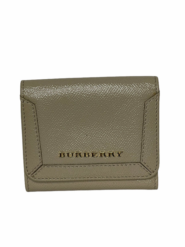 Burberry pale taupe grey patent leather wallet
