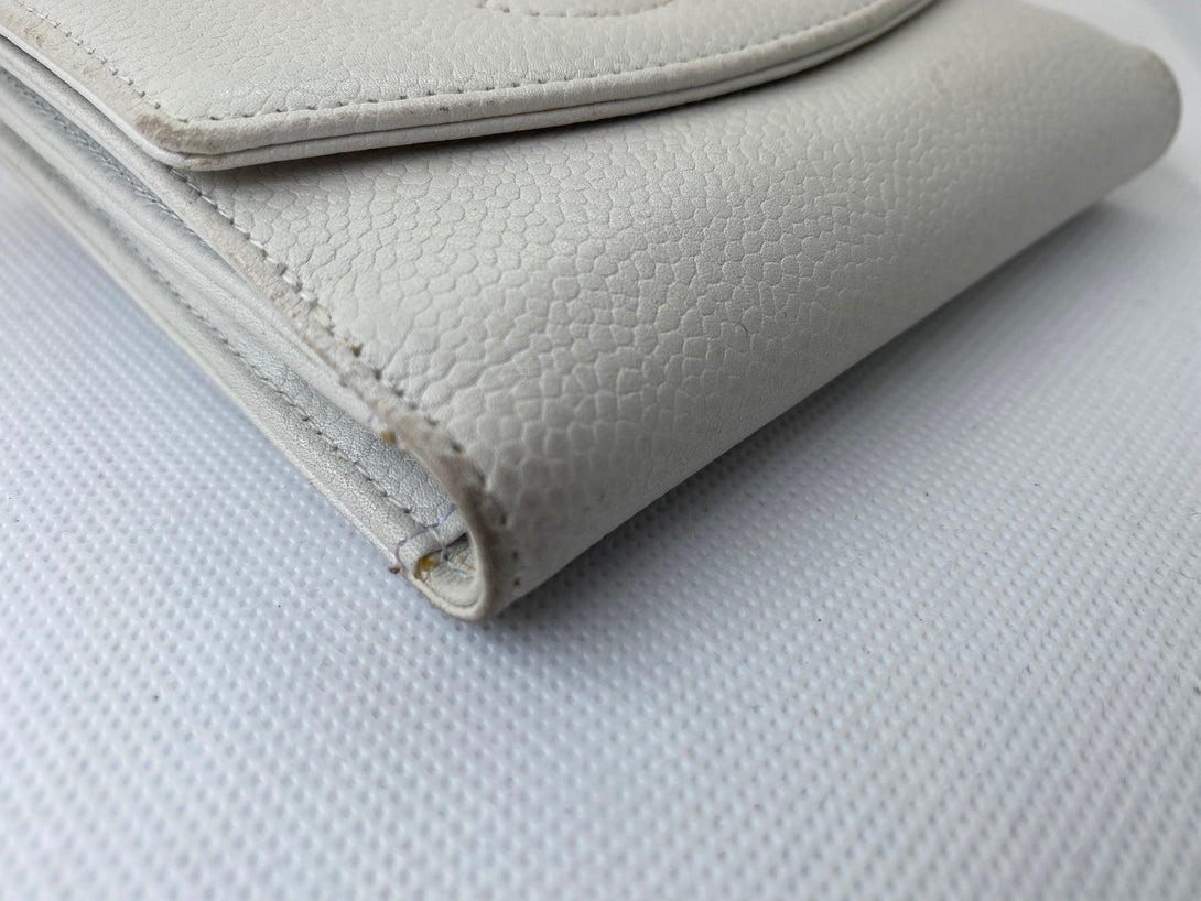 Chanel White Caviar Leather Wallet - As Seen on Instagram - Siopaella Designer Exchange
