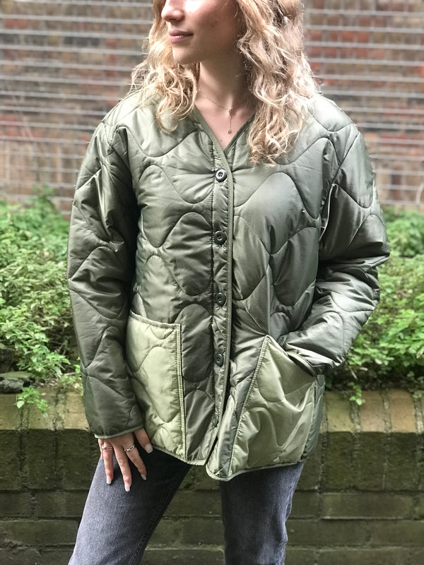 Anine Bing Khaki Quilted Jacket - Size Medium