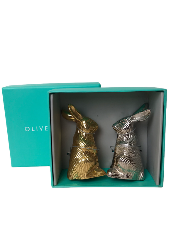 Oliver Bonas Gold & Silver Bunny Salt & Pepper Shakers - As Seen on Instagram