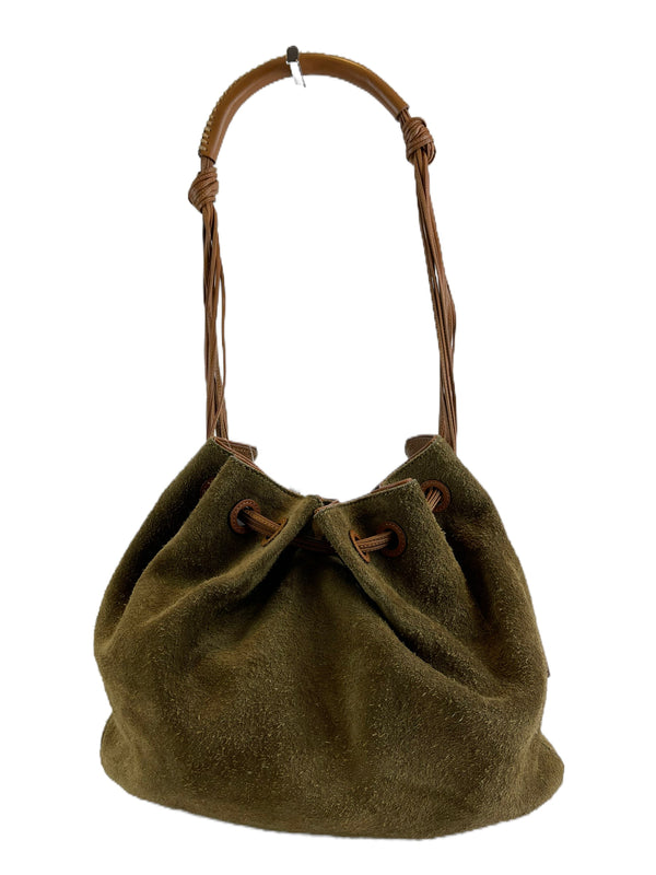 Gucci Khaki Suede Shoulder Bucket Bag