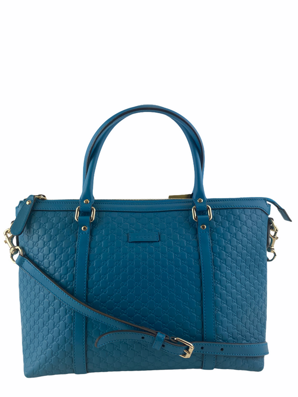 Gucci Turquoise Leather “Guccissima" Tote