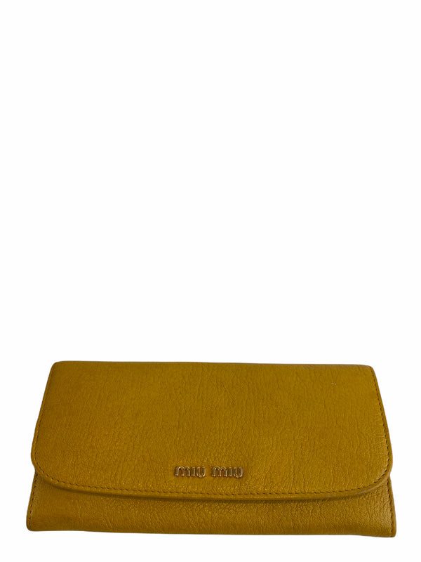 MiuMiu Yellow Leather Wallet
