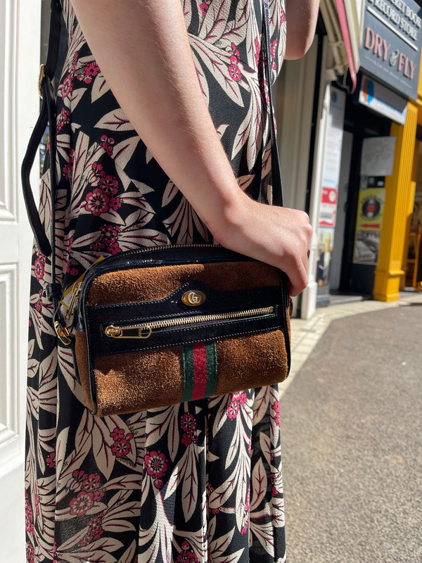 Gucci Brown Suede 'Ophidia' Crossbody Bag