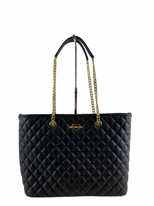 Love Moschino Large Black Faux Leather Tote