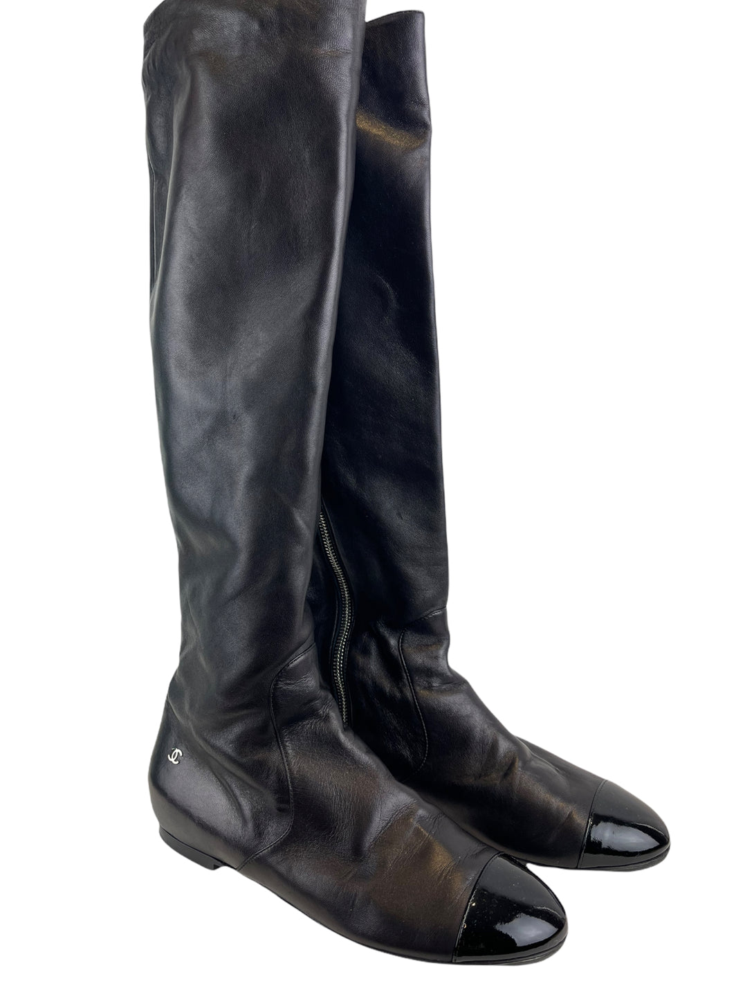 Chanel Black Leather Knee High Boots UK – Siopaella Designer