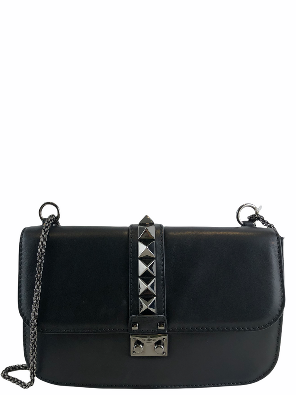 Valentino Black Leather Studded Handbag
