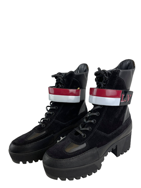Louis Vuitton Black Suede & Leather Boots - UK 5