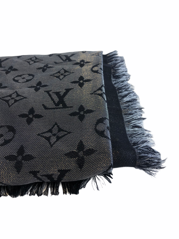 Louis Vuitton Black Monogram Wool & Silk Scarf - As seen on Instagram 31/03/21