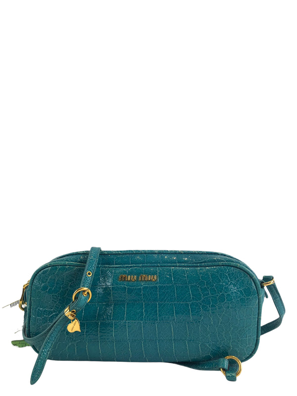 MiuMiu Turquoise Patent Leather Shoulder Bag