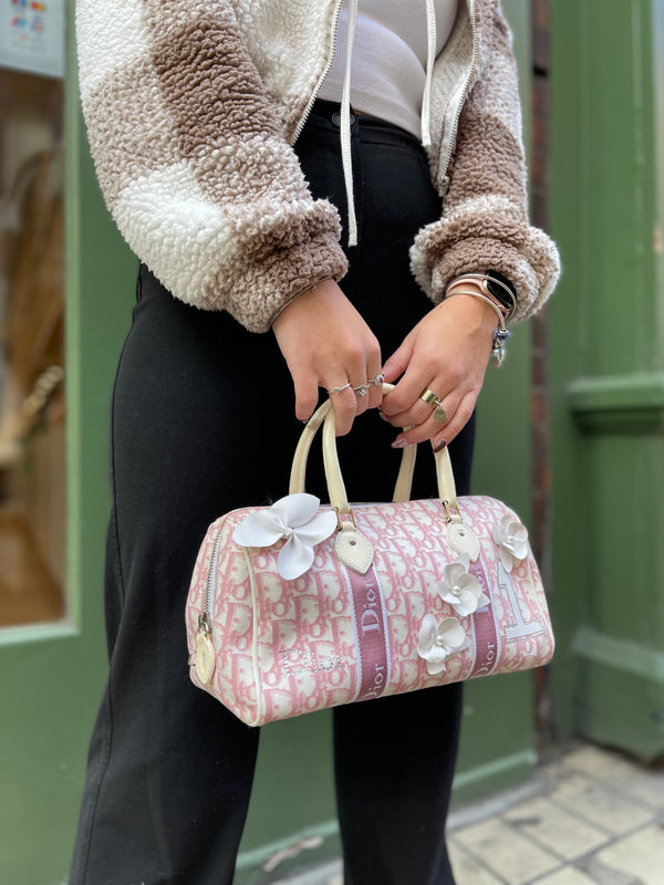Christian Dior Vintage Y2K Pink Mongram Canvas Handbag