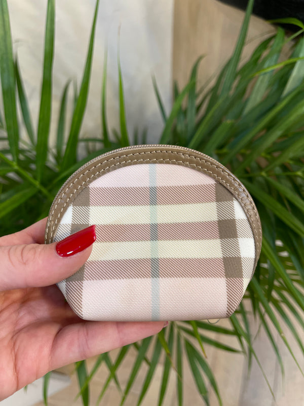 Burberry Pink Classic Check Canvas Coin Purse