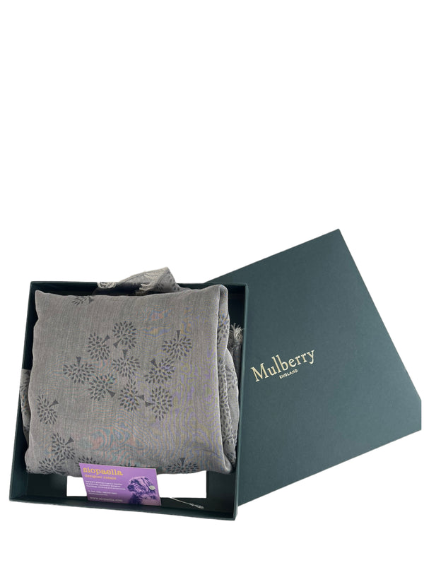 Mulberry Grey Logo Print Scarf