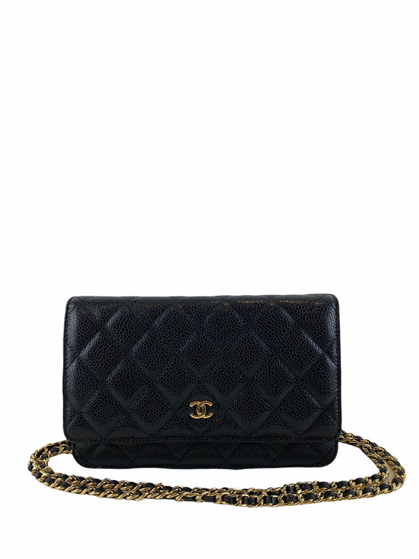 Chanel Black Caviar Leather Wallet on Chain (WOC)