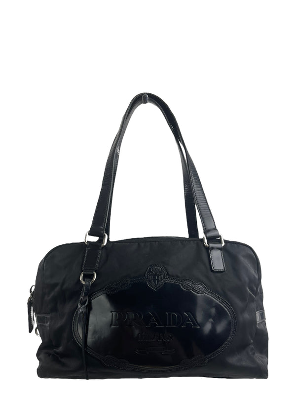 Prada Vintage Black Nylon Shoulder Bag